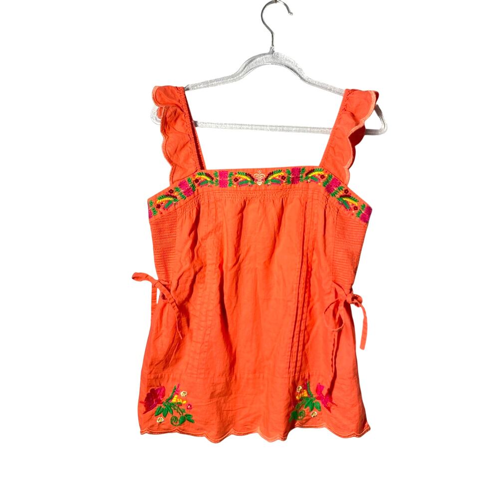 Juicy Couture Y2k Peasant Top Cotton  Embroidered Boho Whimsy Sz 2